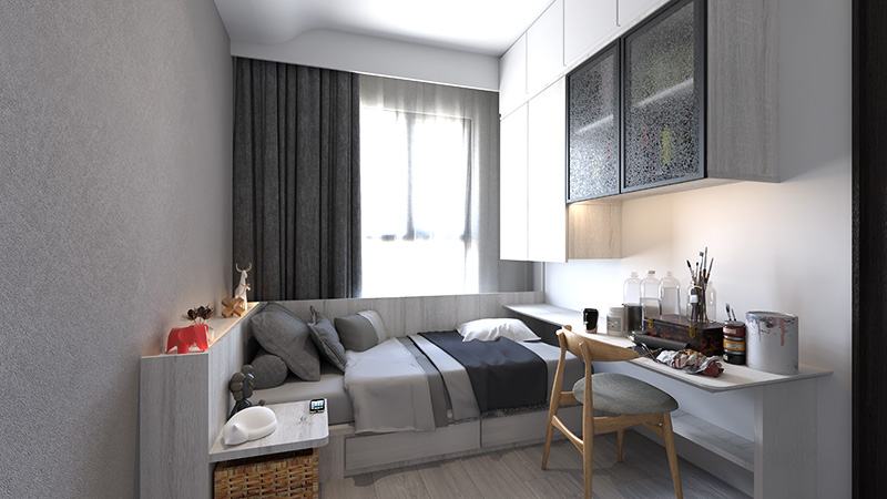 青埔江宅室內設計-女孩房系統櫃設計-KIRAKU