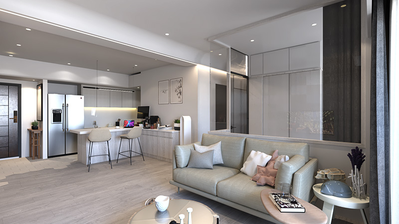 青埔江宅室內設計-客廳系統櫃設計-KIRAKU