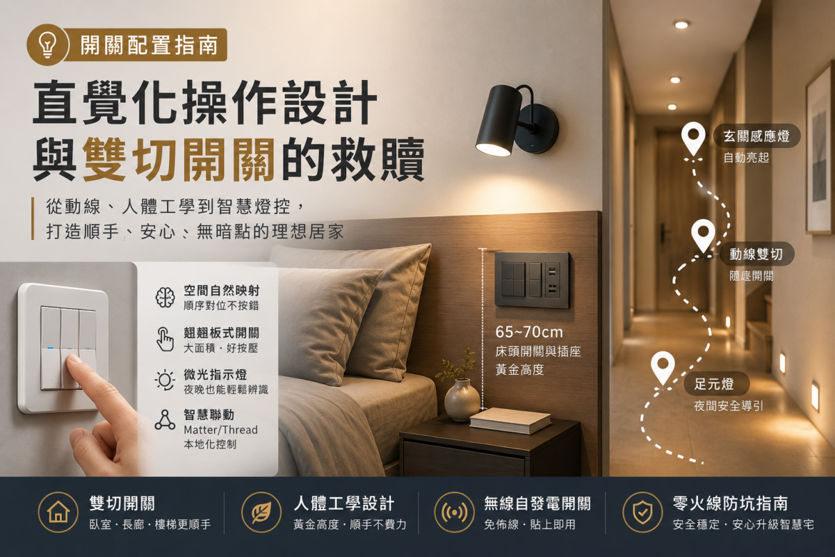 【室內設計開關全攻略】開關配置指南：直覺化操作設計與雙切開關的救贖